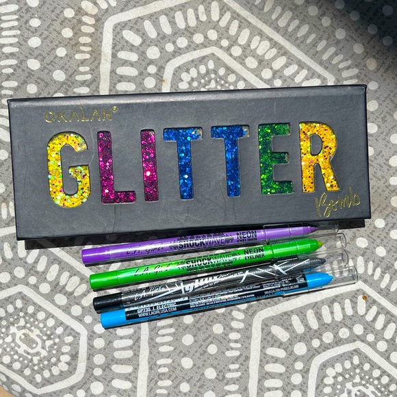 Okalan Glitter Bomb & 4 LA Girl Neon Eyeliners - Picture 1 of 2
